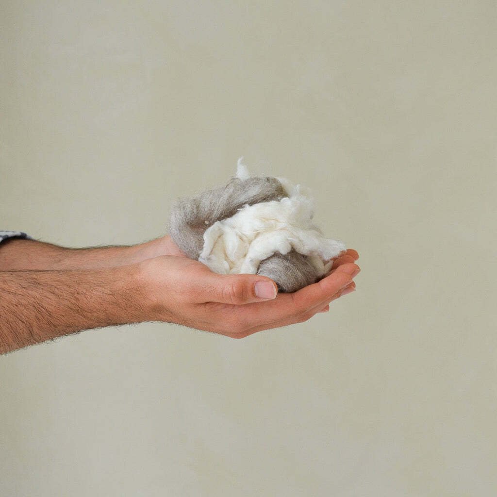 Recycled wool, before it becomes felt.