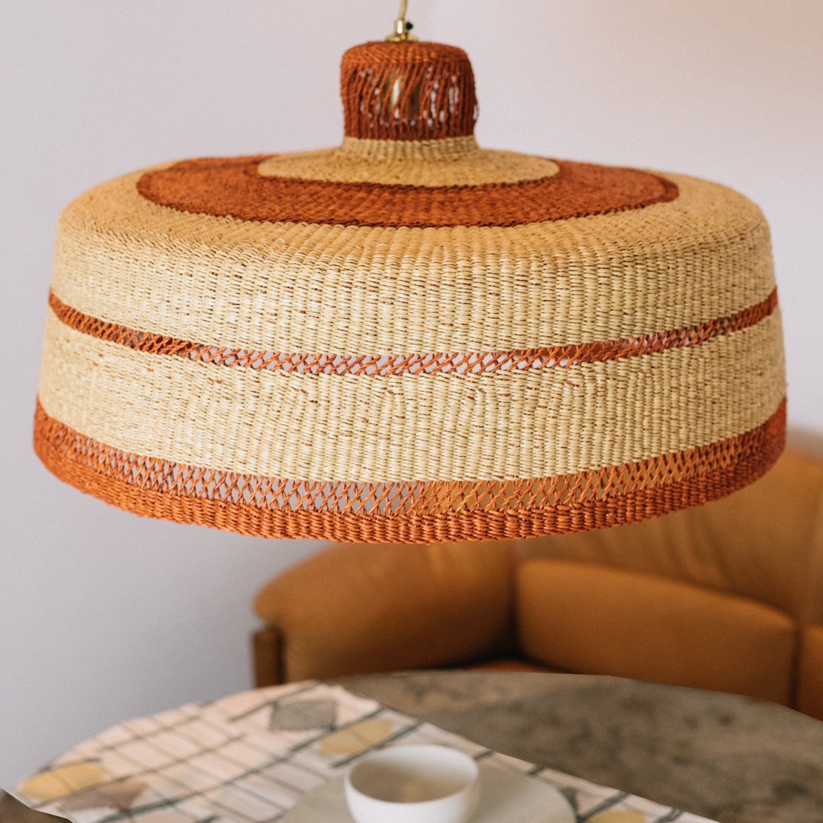The Deeply XL pendant lamp, handwoven in Bolgatanga.