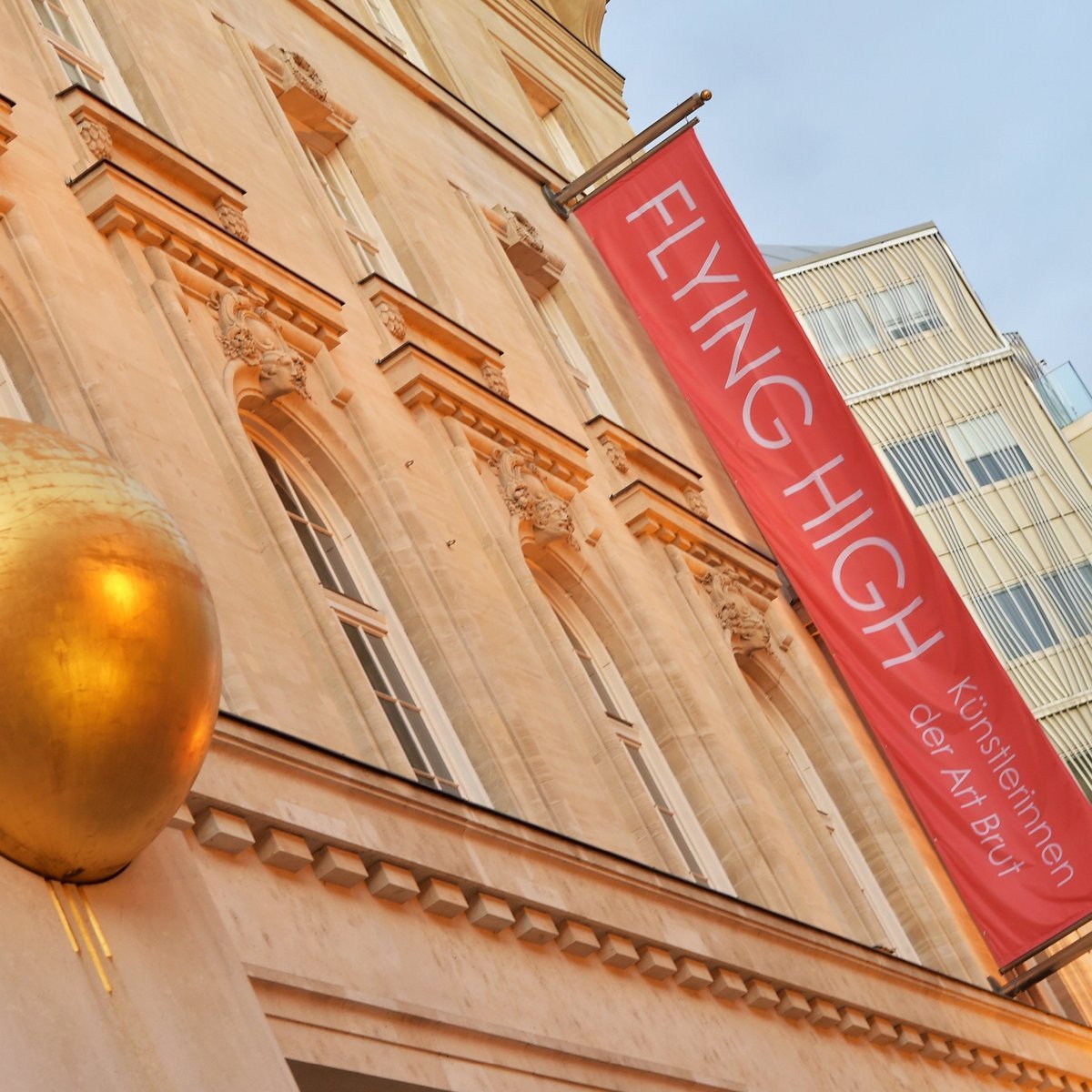 The Flying High banner at the Bank Austria Kunstforum in Vienna
