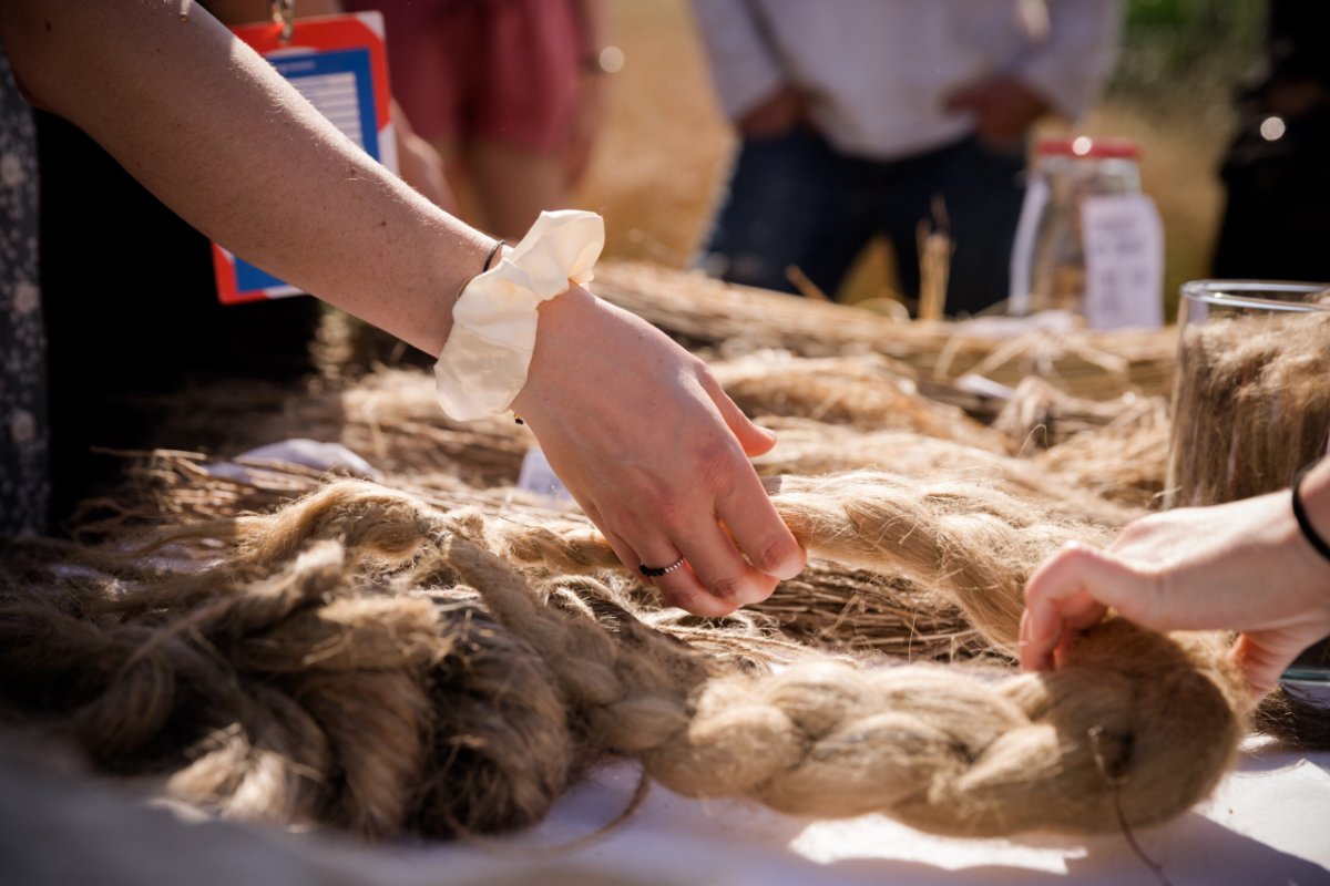 Stephanie, founder of intuism.crafts, gives workshops to educate about the quality of flax (which then becomes linen).