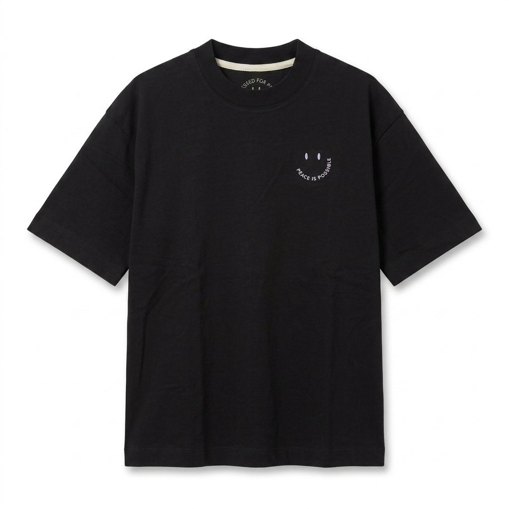 Peace is Possible, embroidered by hand on organic cotton in Neukölln.