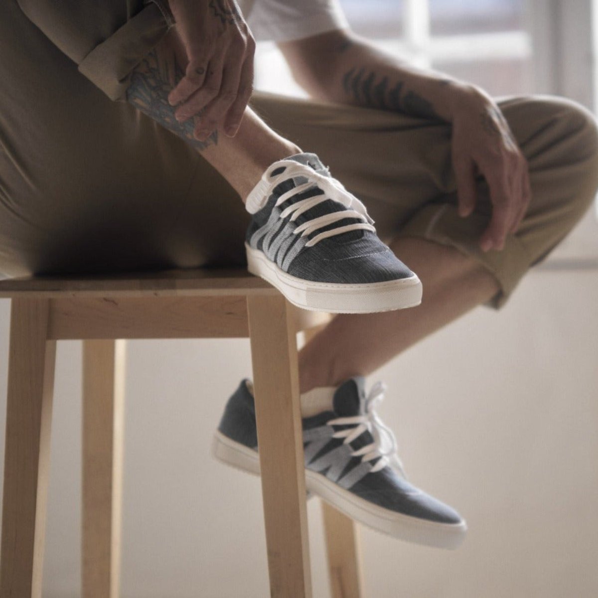 The Blue Phoenix, its upper made from upcycled denim