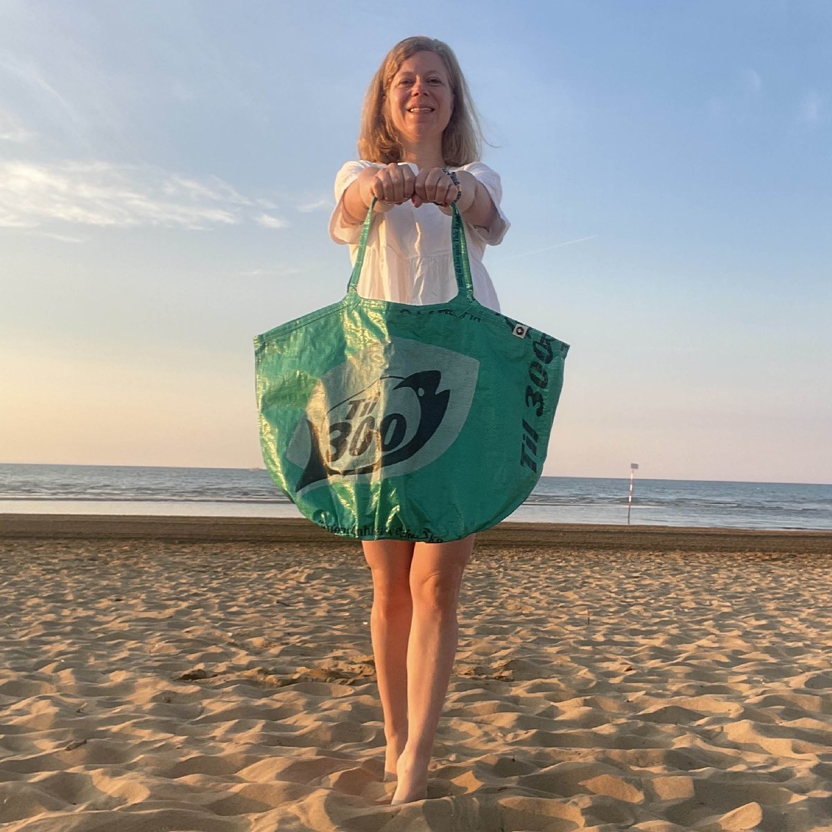A SOULMATE shopper on the beach, the sack print still there