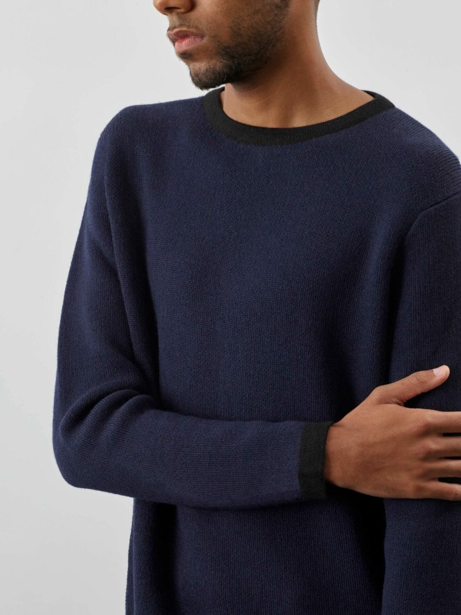 »Bauhaus« baby alpaca sweater in navy and black