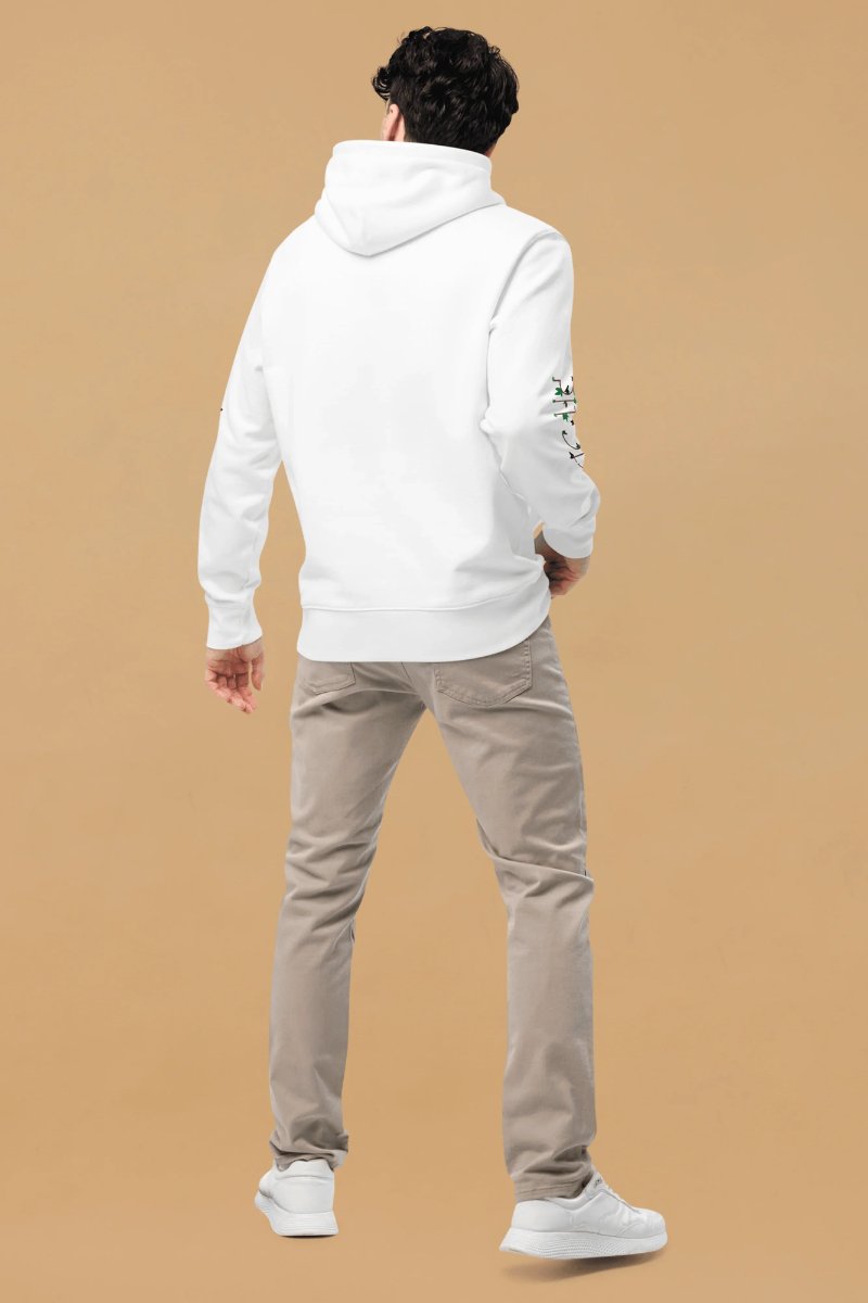 The white hoodie up close.